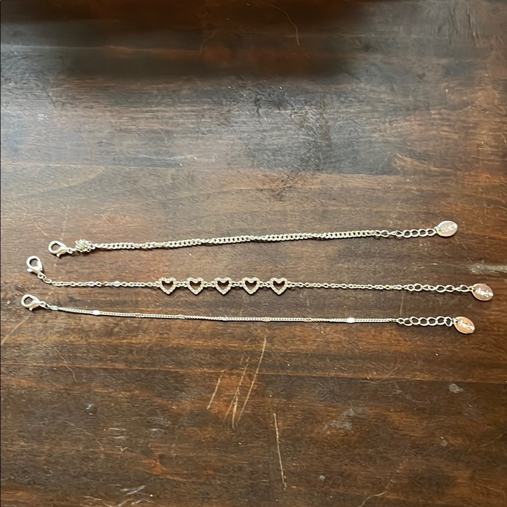 Elegant Silver Heart Bracelet Set